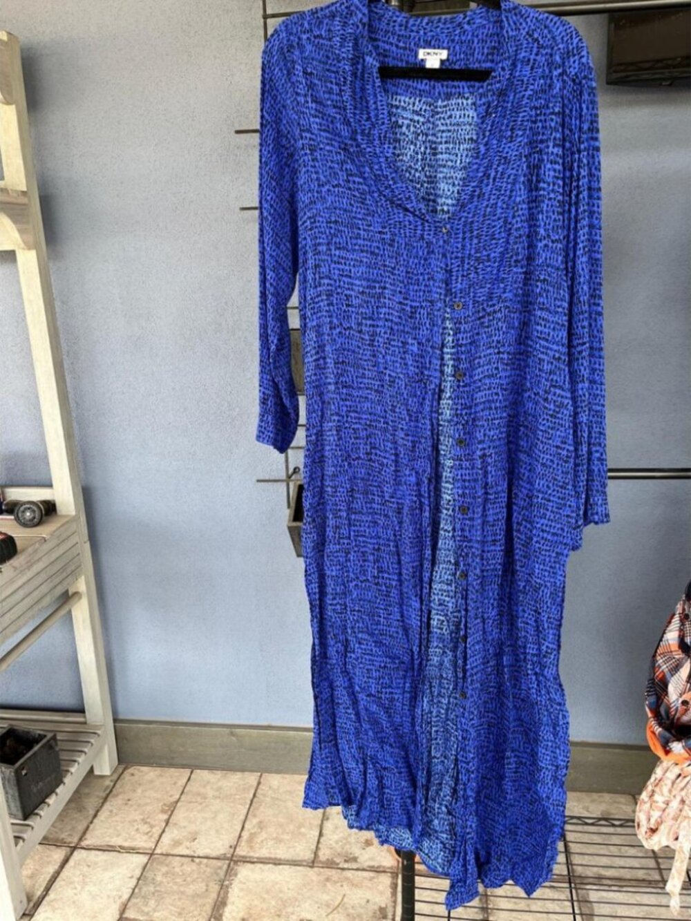 DKNY Women's Blue and Black Shirt-dresses
